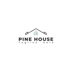 logo design pine trees and houses, forest, construction, wood, symbol,icon, creative, idea.
