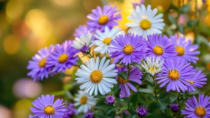 Fototapeta premium flowers in the garden, Aster Birth Month Flower September , Beautiful September Aster Flower, Stunning September Birth Flower Aster, Elegant Aster September Floral Art