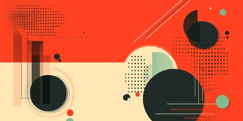 Obraz premium Abstract composition with geometric shapes in orange cream and black