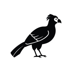 Black Silhouette of Crested Bird – Exotic Songbird Vector Illustration