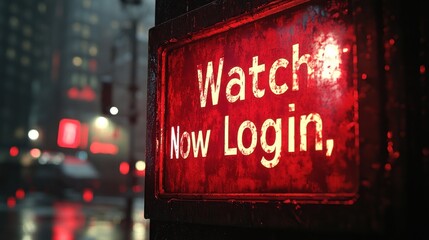 Rainy City Sign Warns Watch Now Login