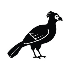 Black Silhouette of Crested Bird – Exotic Songbird Vector Illustration