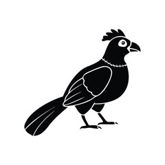 Black Silhouette of Crested Bird – Exotic Songbird Vector Illustration