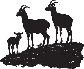 Wild Goat and Deer Silhouette Set
