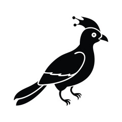 Black Silhouette of Crested Bird – Exotic Songbird Vector Illustration