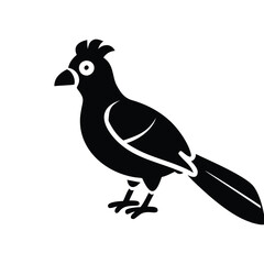 Black Silhouette of Crested Bird – Exotic Songbird Vector Illustration