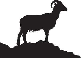 Obraz premium Wild Goat and Deer Silhouette Set 