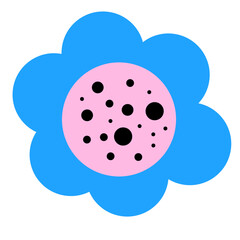 Bright blue flower. Spring and summer theme. Seasonal ornamental plant. Decoration for postcards, posters, business cards, invitations. Nice ornament. One icon isolated on white background.