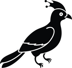 Black Silhouette of Crested Bird – Exotic Songbird Vector Illustration
