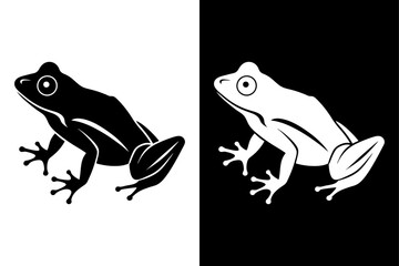 Frog Silhouette Vector Icon High-Quality Design on Black And White Background.
