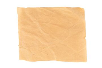 Fototapeta premium Brown crumpled paper isolated no background cutout