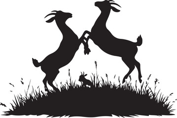 Wild Goat and Deer Silhouette Set
