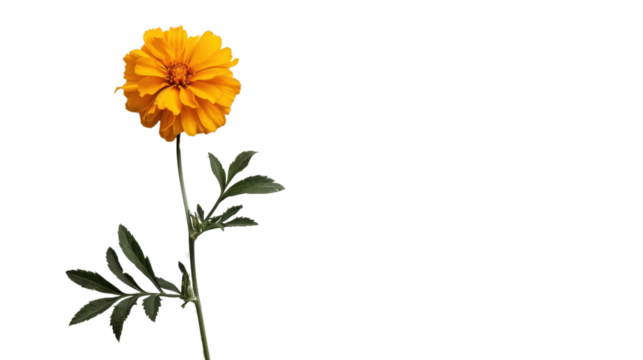 Vibrant yellow cosmos flower blooming on transparent background