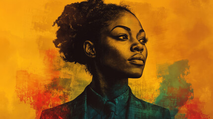 Businesswoman wearing suit looking up with hope and confidence