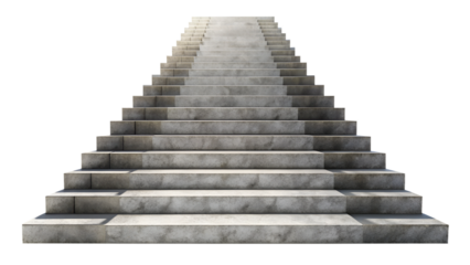 Wide Concrete Steps with Symmetrical Layout and Infinite Depth, Isolated on Transparent Background for Architectural and Design Projects