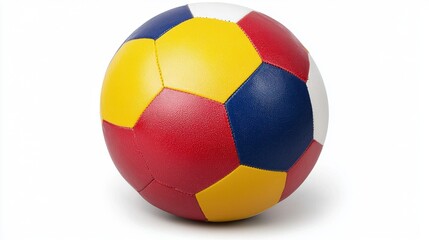 Fototapeta premium Colorful Soccer Ball with Distinct Pattern on White Background