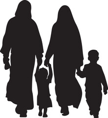 Muslim Love Family silhouette Design vector.