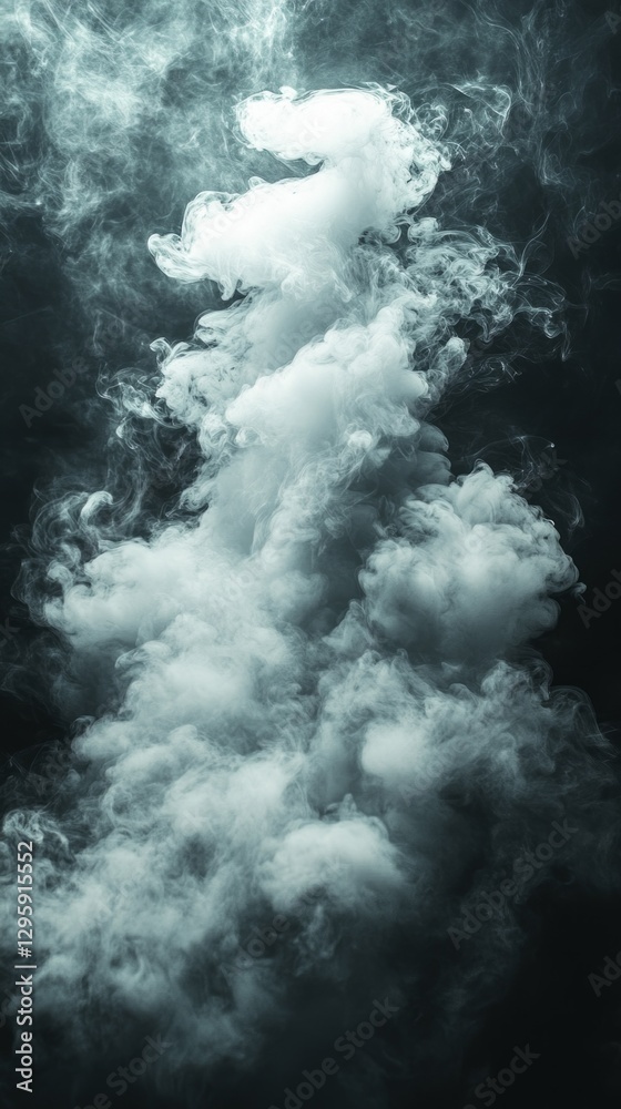 Poster swirling plumes of gray smoke rise gracefully, creating a captivating display of texture and movemen