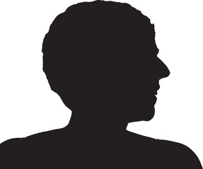 vector; silhouette; portrait of a woman in profile with sort hair