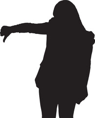vector; silhouette; of woman showing thumbs down