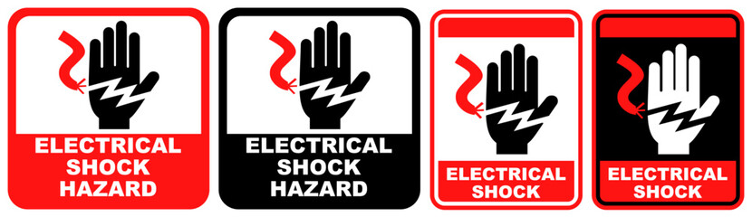 Fototapeta premium set collections electrical shock hazard sign symbol design label template vector illustration