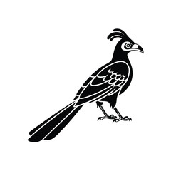 Royal Crested Bird Silhouette Standing on Grass – Vector Art