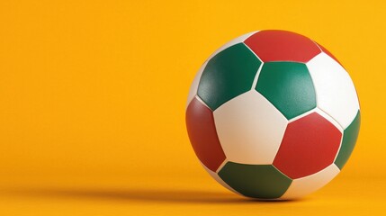 Fototapeta premium Colorful Soccer Ball on Bright Yellow Background for Sports Themes