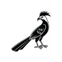 Royal Crested Bird Silhouette Standing on Grass – Vector Art