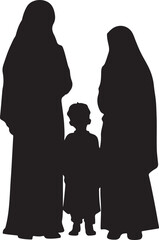 Muslim Love Family silhouette Design vector.