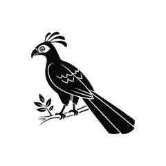 Royal Crested Bird Silhouette Standing on Grass – Vector Art