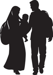 Muslim Love Family silhouette Design vector.