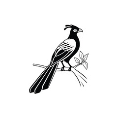 Royal Crested Bird Silhouette Standing on Grass – Vector Art
