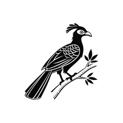 Royal Crested Bird Silhouette Standing on Grass – Vector Art