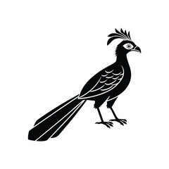 Royal Crested Bird Silhouette Standing on Grass – Vector Art