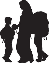 Muslim Love Family silhouette Design vector.