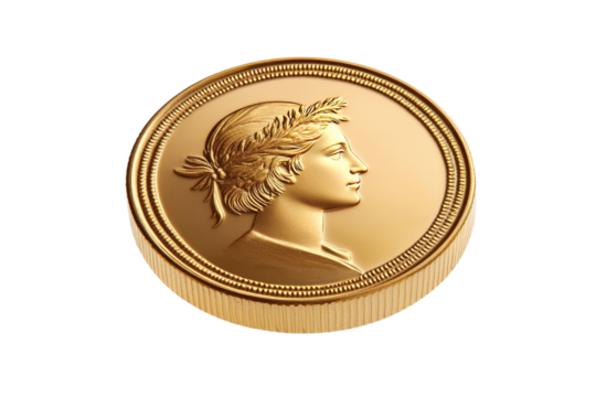 gold coin isolated on transparent background