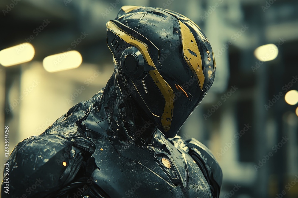 Poster Futuristic robot in a high-tech urban environment showcasing advanced technology and intricate design