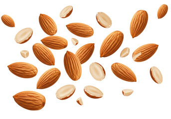 Isolated Almonds with Slices Scattered