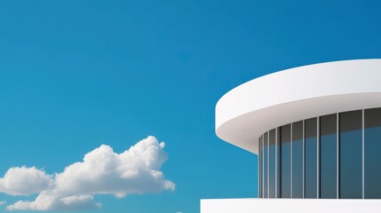 Modern White Building Exterior against Blue Sky