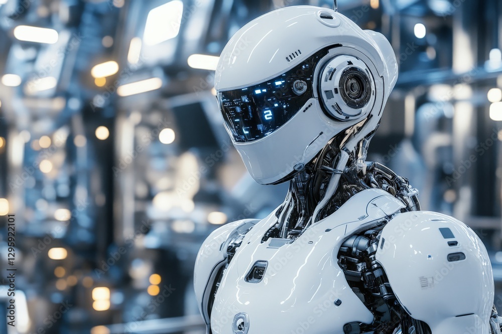 Leinwandbilder futuristic humanoid robot in a high-tech environment showcasing advanced technology and mechanical d