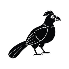 Black Silhouette of Crested Bird – Exotic Songbird Vector Illustration