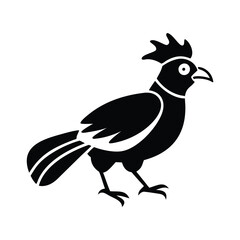 Fototapeta premium Black Silhouette of Crested Bird – Exotic Songbird Vector Illustration