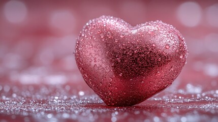 Fototapeta premium Romantic heart with water drops on a bokeh background