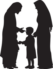 Islamic mindset  family silhouette design vector.