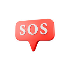 3D icon render SOS on white background 