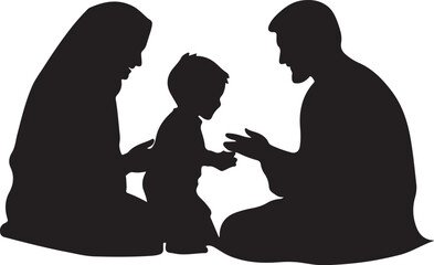 Islamic mindset  family silhouette design vector.