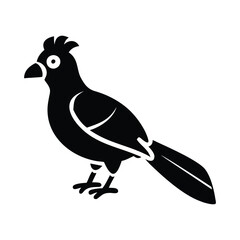 Black Silhouette of Crested Bird – Exotic Songbird Vector Illustration