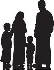 Islamic mindset  family silhouette design vector.