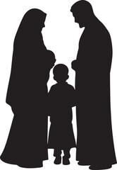 Islamic mindset  family silhouette design vector.