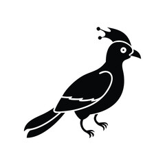 Black Silhouette of Crested Bird – Exotic Songbird Vector Illustration